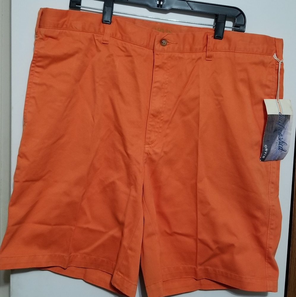 Orvis Orange Surf Washed Twill Cotton Chino Shorts New With Tag Sz 40